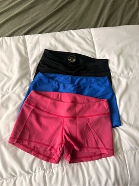 Women's Athletic Performance Shorts - Black, Blue & Pink